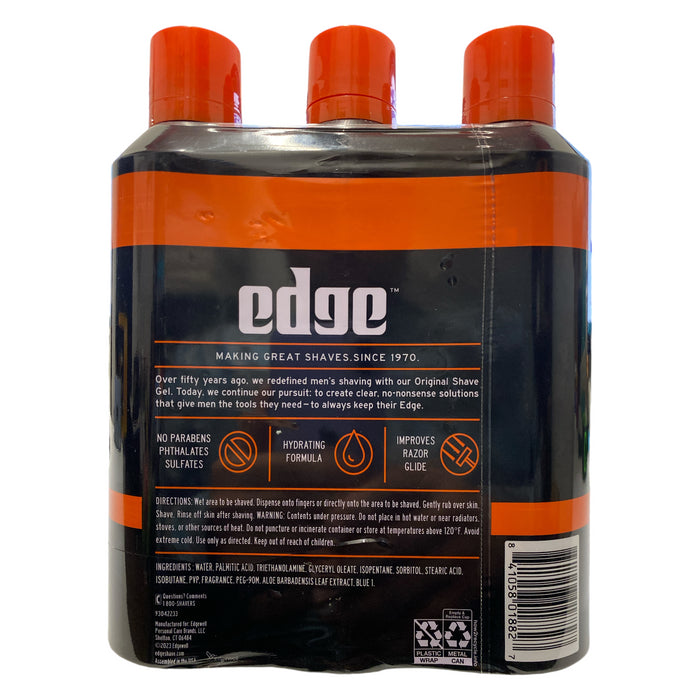 Edge Sensitive Skin Shaving Gel with Aloe for Men, 9.5oz, 3pk