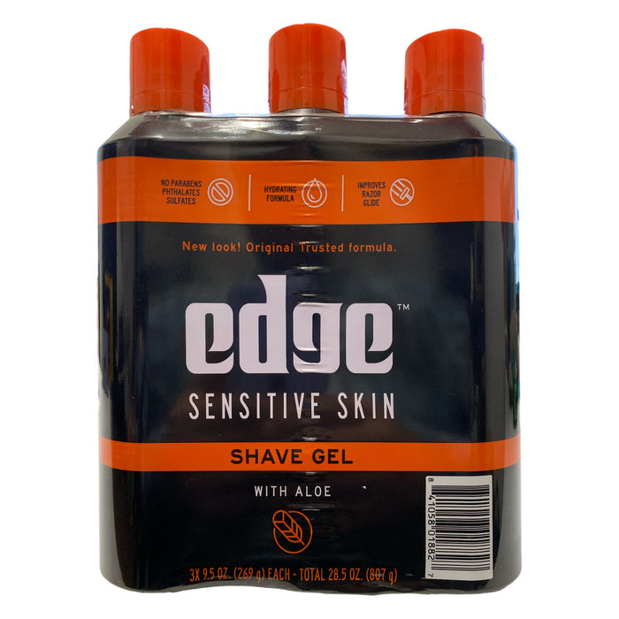 Edge Sensitive Skin Shaving Gel with Aloe for Men, 9.5oz, 3pk