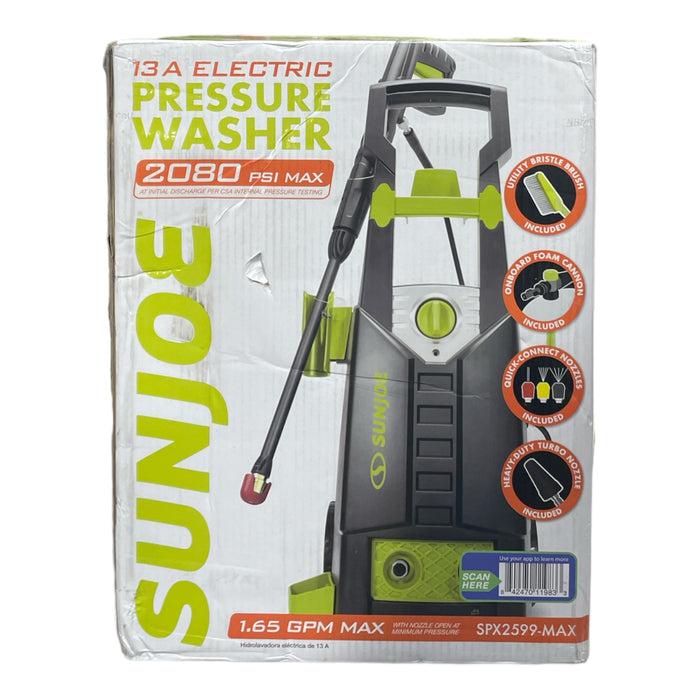 Sun Joe SPX2599-MAX Electric Pressure Washer, 2080 PSI Max*,1.65 GPM Max