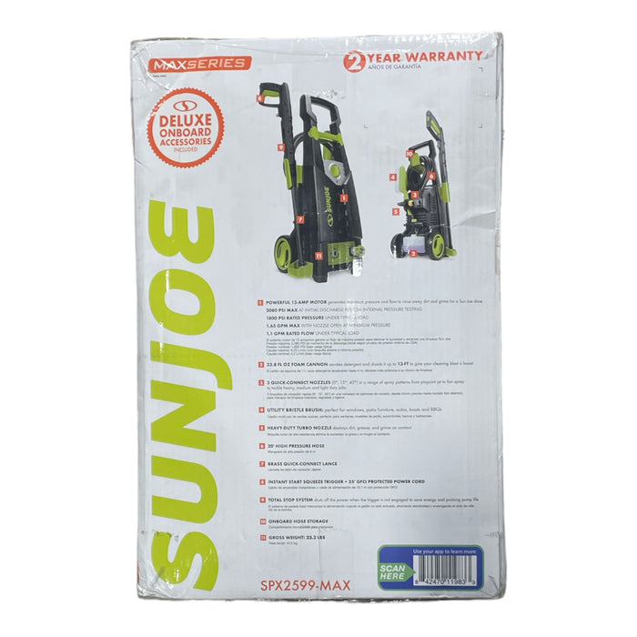 Sun Joe SPX2599-MAX Electric Pressure Washer, 2080 PSI Max*,1.65 GPM Max