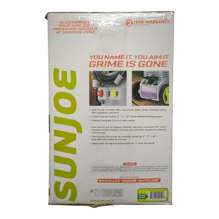 Sun Joe Electric Pressure Washer, Foam Cannon, 2200-PSI, 1.1GPM, White/Black