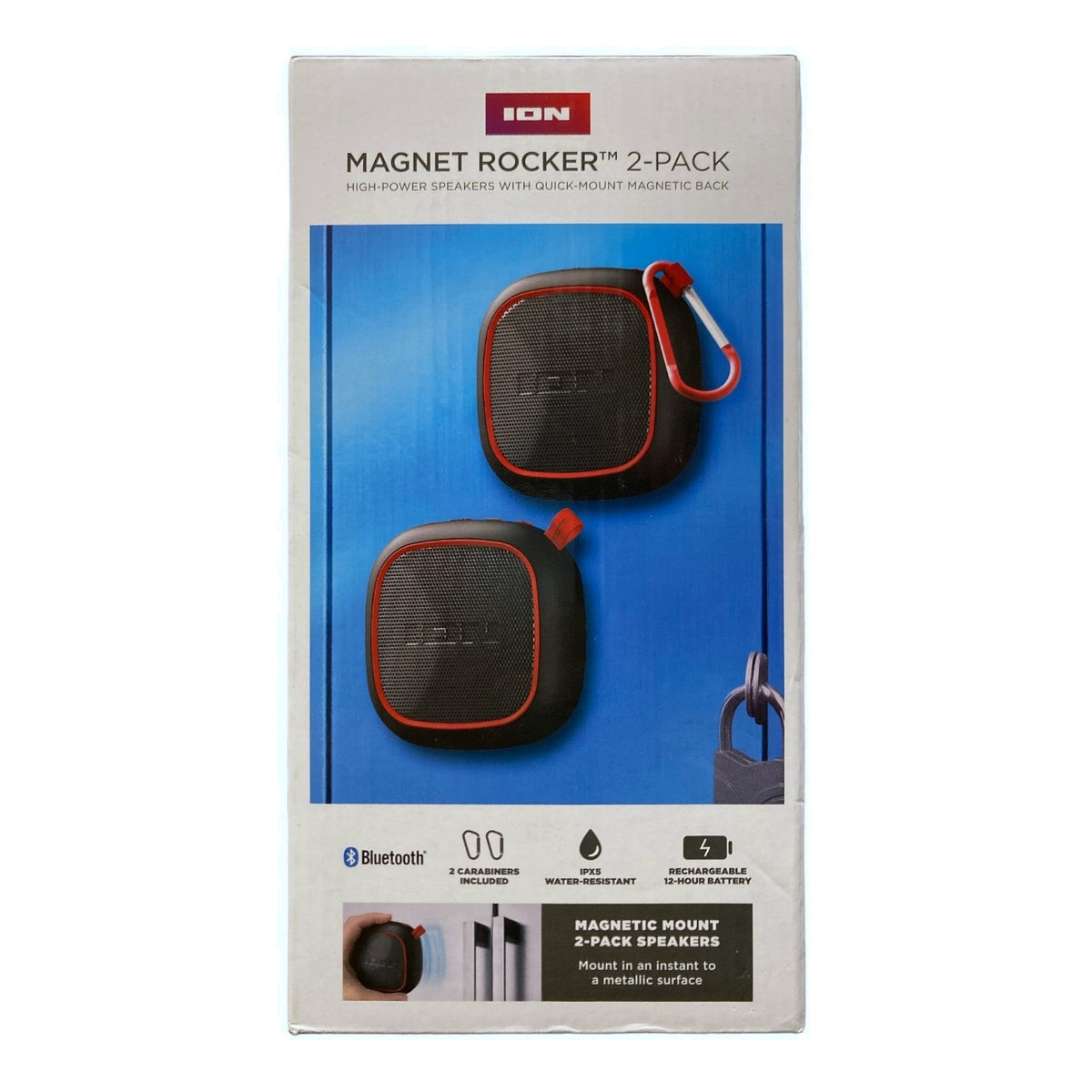 ION Magnet Rocker Portable Bluetooth Speakers, Quick Mount Magnets (2 ...
