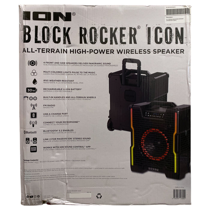ION Audio Block Rocker Icon Bluetooth All Terrain High-Power Wireless Speaker