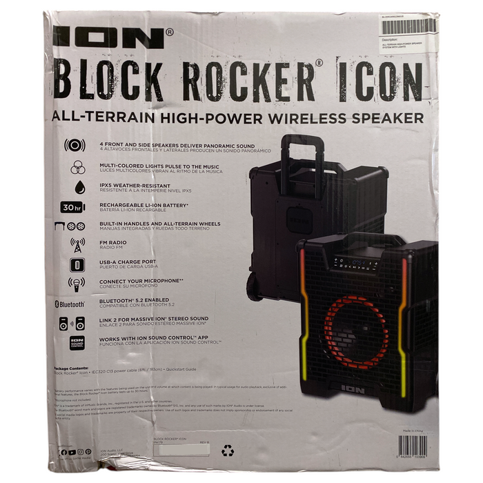 The Block Rocker 12 ION Audio Block Rocker Icon Bluetooth All Terrain High-Power Wireless ...