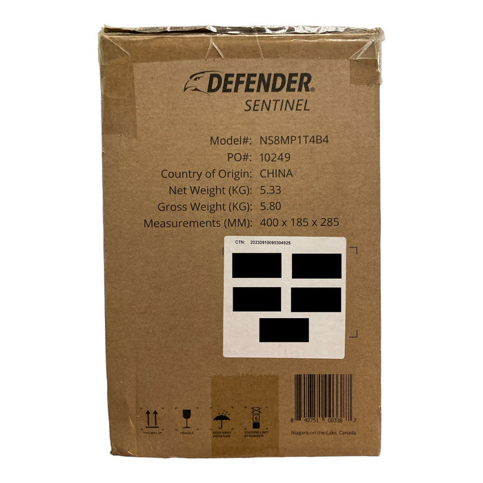 Defender Sentinel 4K HD POE Wired 1TB NVR Security System with 4 Metal Cameras