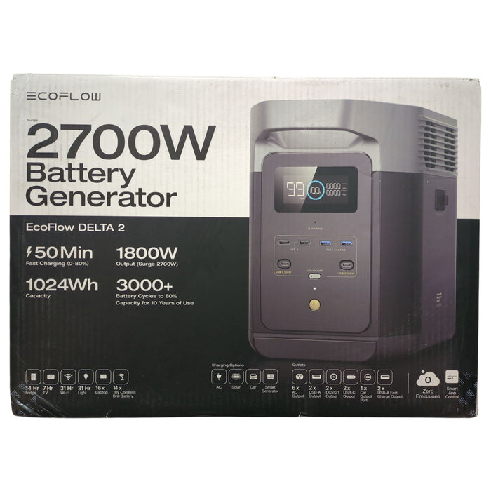Ecoflow Delta 2 Battery Generator, 1024Wh, 1800W, EFD330