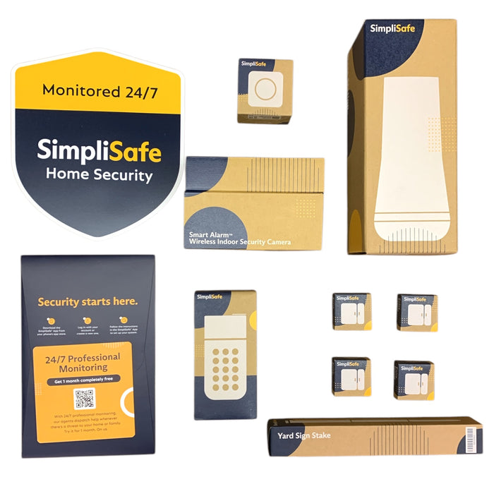 SimpliSafe Home Security System with Smart Alarm Wireless Indoor Camera, 8 Piece