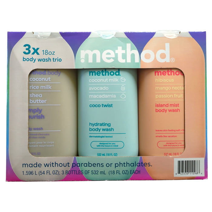 Method Experiential Body Wash Trio, Paraben Free, Phthalate Free, 18 floz., 3pk