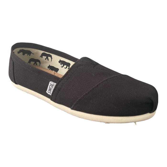 *No Box* TOMS Women's Classic Slip-On Casual Canvas Flat Shoes (Black, 8)