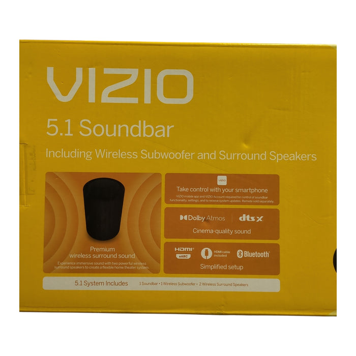 VIZIO 5.1 Channel Soundbar w/ Wireless Surrounds & Sub, SV510MW-0906