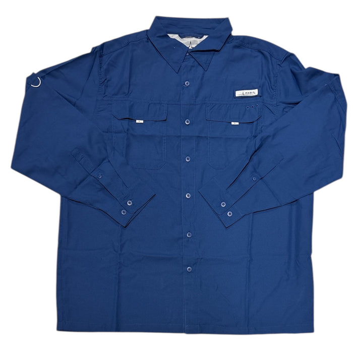 Habit Men's Long Sleeve Blue Springs 40+ UPF Quick Dry Shirt, TS10480