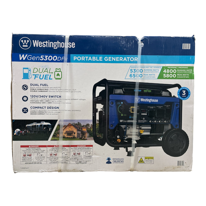 Westinghouse WGen5300DFv Dual Fuel Portable Generator with Volt Switch Selector