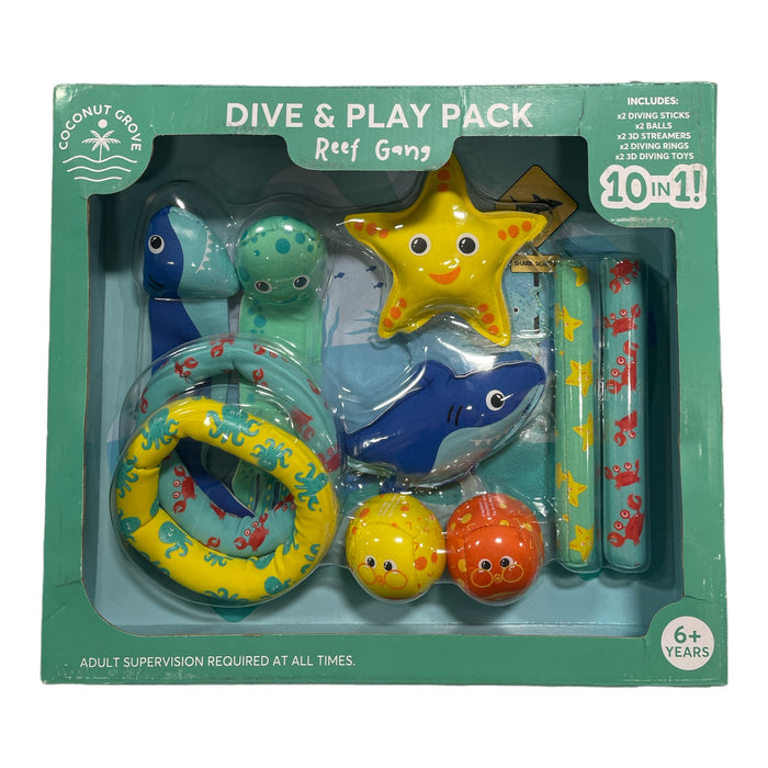 Coconut Grove Dive & Play Pool Toy Pack, Reef Gang, Set of 10