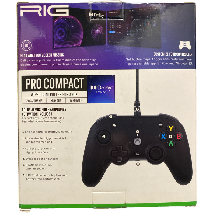 Power Rig Xbox RIG Pro Compact Wired Xbox One Controller, Dolby Atmos, Black ...