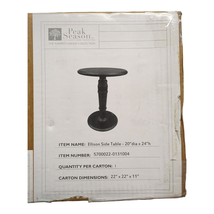 Peak Season Charcoal Cast Stone Resin Accent Table