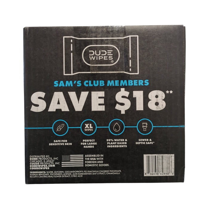 DUDE WIPES XL Flushable Wipes, Fragrance Free, Bonus Pack, 9ct, 410 wipes