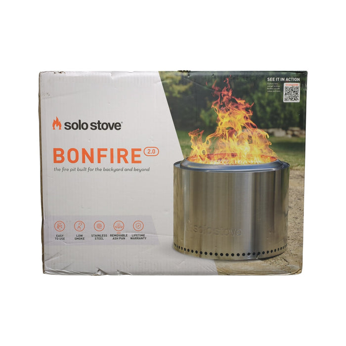 Solo Stove Bonfire 2.0 Stainless Steel Fire Pit, 19.5inx19.5inx14in