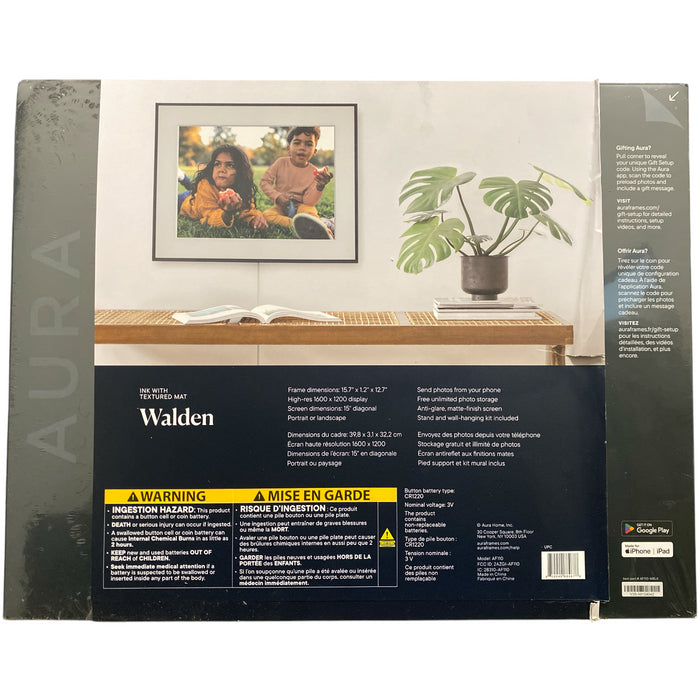 Aura Home 15" Walden Digital Photo Frame, AF110, Ink