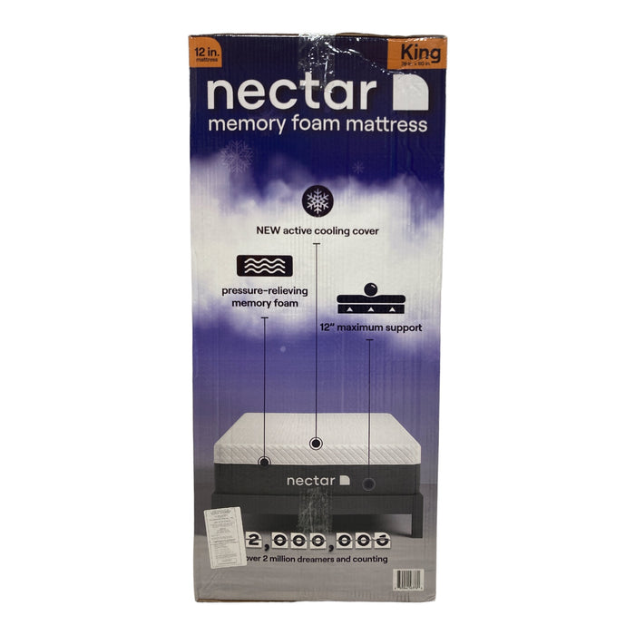 Nectar King Mattress 12" Medium Firm Gel Memory Foam Cooling Comfort Technology