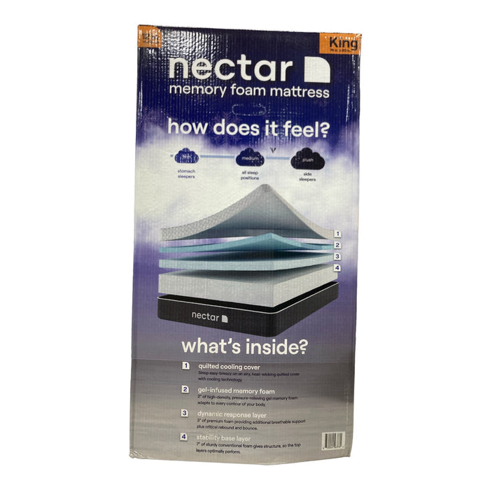 Nectar King Mattress 12" Medium Firm Gel Memory Foam Cooling Comfort Technology