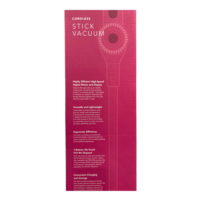 ePro Select Cordless Stick Vacuum Cleaner with Brushless Motor, Pink ...