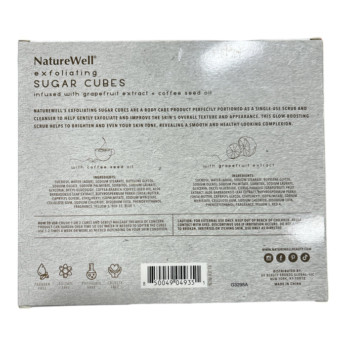 NatureWell Exfoliating Sugar Cubes w/ Grapefuit & Coffe Seed Oil, 2 Pack