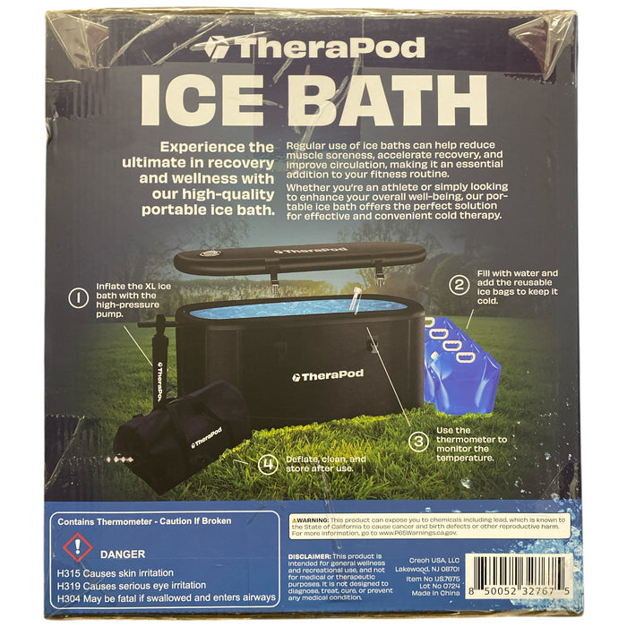 Therapod Portable Inflatable Ice Bath, Includes Thermometer & Inflator