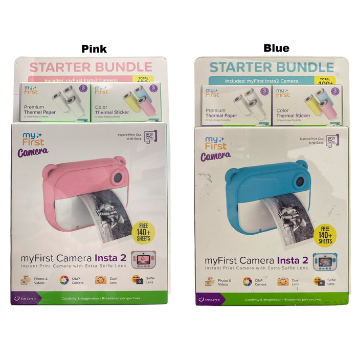 myFirst Camera Insta 2 Bundle, 12MP, Instant Print Camera with Extra Selfie Lens
