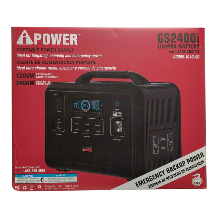 A-iPower Portable Power Station 2400-Watt Peak LiFePO4 Battery With Rapid Charge