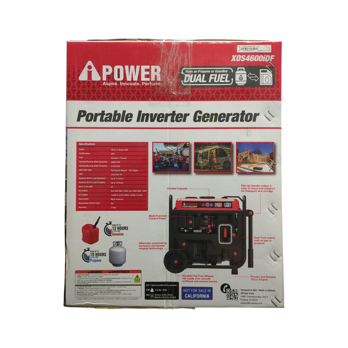 A-iPower 4,600/3,700 Watt Dual Fuel Inverter Generator, XOS4600iDF