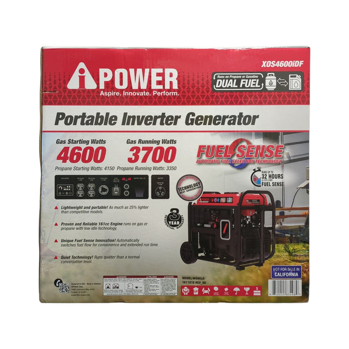 A-iPower 4,600/3,700 Watt Dual Fuel Inverter Generator, XOS4600iDF