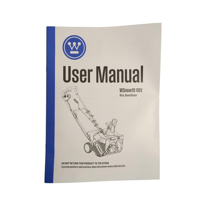 Westinghouse 18 Inch Wide 48V Cordless Snow Blower, 2 24V Batteries, Blue