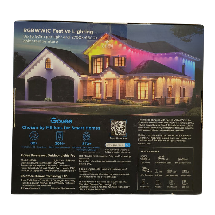 Govee Cuttable LED Permanent Outdoor Lights Pro, 100ft, White, H806A