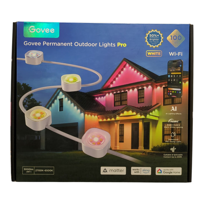 Govee Cuttable LED Permanent Outdoor Lights Pro, 100ft, White, H806A