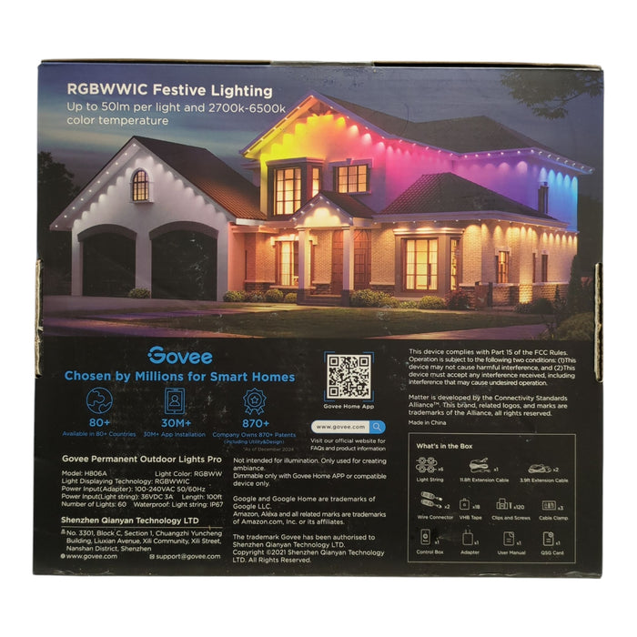 Govee Cuttable LED Permanent Outdoor Lights Pro, 100ft, Black, H806AA11