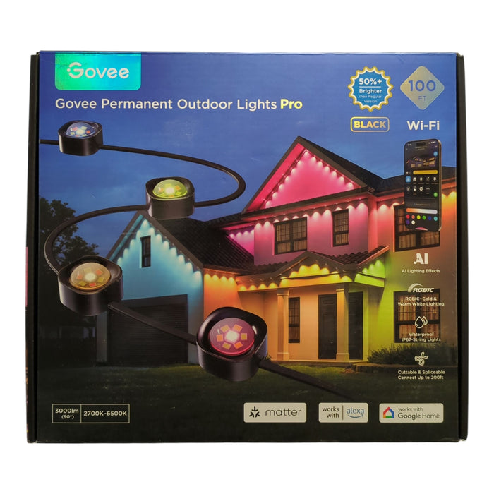 Govee Cuttable LED Permanent Outdoor Lights Pro, 100ft, Black, H806AA11
