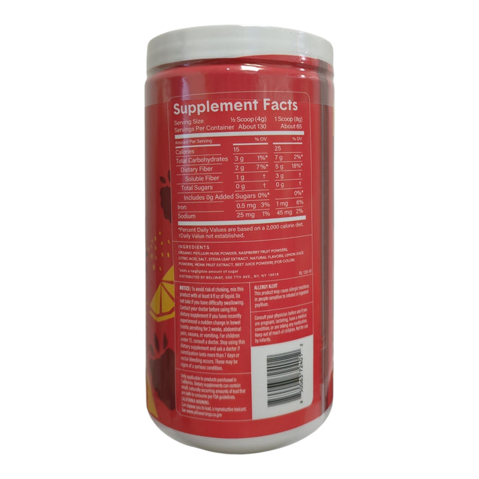 Bellway Super Fiber Fruit, Psyllium Fiber Supplement, Raspberry Lemon, 1.2lbs