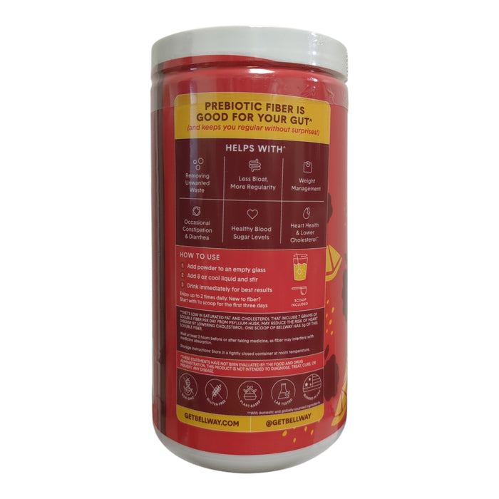 Bellway Super Fiber Fruit, Psyllium Fiber Supplement, Raspberry Lemon, 1.2lbs