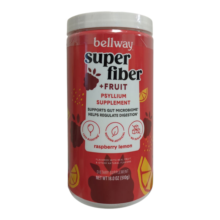 Bellway Super Fiber Fruit, Psyllium Fiber Supplement, Raspberry Lemon, 1.2lbs