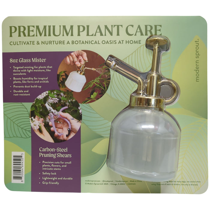 Modern Sprout Botanical Essentials 2 pack, 8oz. Glass Mister & Pruning Shears