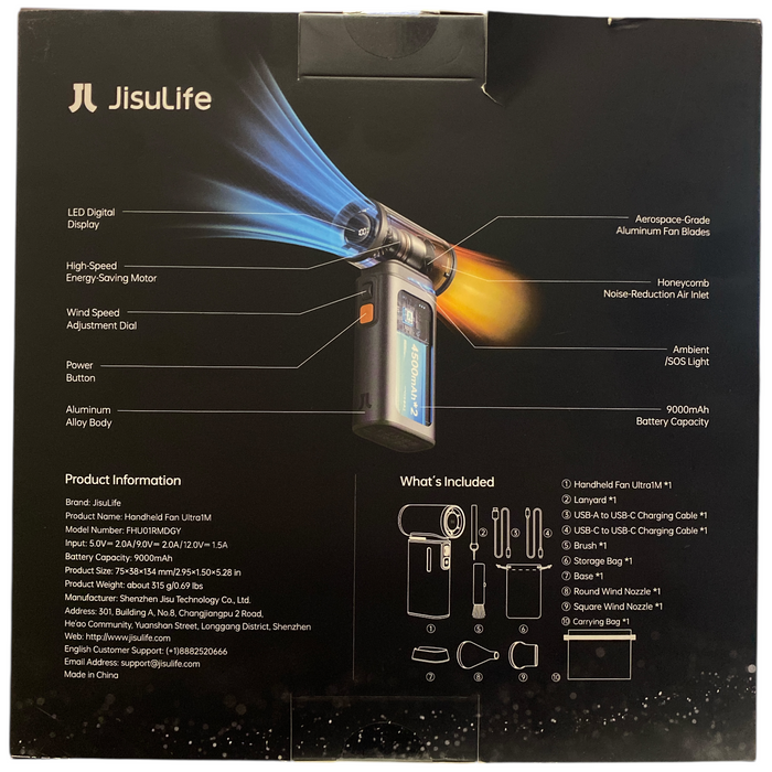 JisuLife Ultra Strong, Compact & Portable, 100 Adjustable Setting Handheld Fan