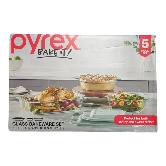 Pyrex Deep Glass Baking Dish Set, 5-Piece