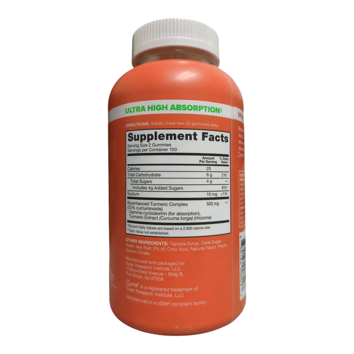 Qunol Turmeric Curcumin Complex Ultra High Absorption Gummies, Tangerine, 200ct
