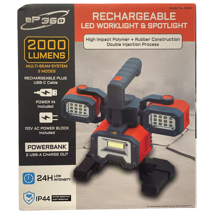 EP 360 Sirius 2000 Lumen Rechargeable LED Worklight & Spotlight