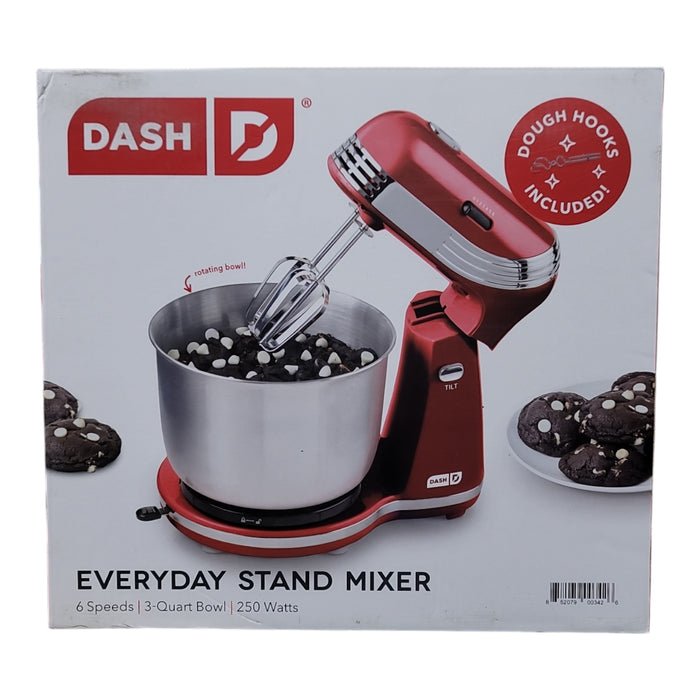 Dash Everyday 3-Quart, 6 Speed Stand Mixer with Stainless Steel Mixing Bowl