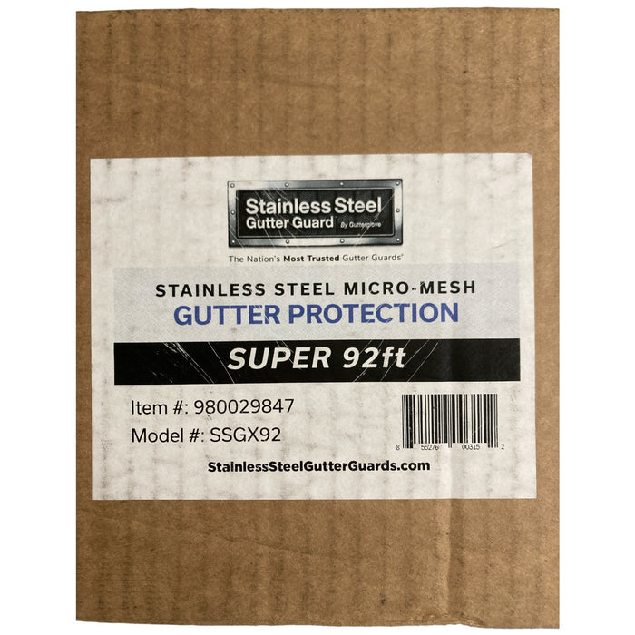 Gutterglove Stainless Steel Gutter Guard Kit, Fits 6" & 7" Gutters, 92'