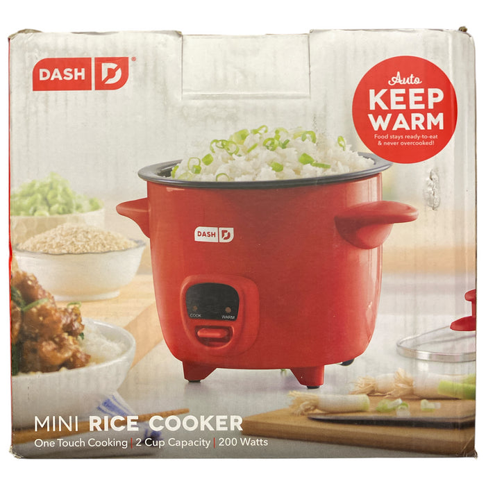 Dash Mini 2-Cup Rice Cooker with Keep Warm Function, Red
