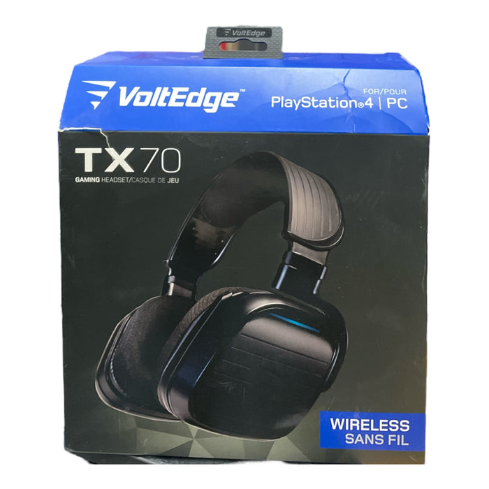 VoltEdge PlayStation 4 or PC TX70 Wireless Gaming Headset w/ Chat Mic, Black