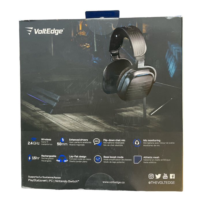 VoltEdge PlayStation 4 or PC TX70 Wireless Gaming Headset w/ Chat Mic, Black