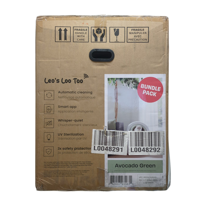 Casa Leo’s Loo Too Smart Self-Cleaning Litter Box Bundle, Green